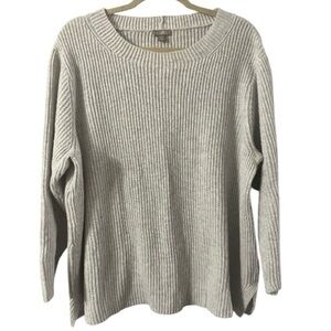 EUC J Jill Ribbed Knit Tunic Sweater, Sz 3X, Cotton, Wool, Yak Hair, Neutral